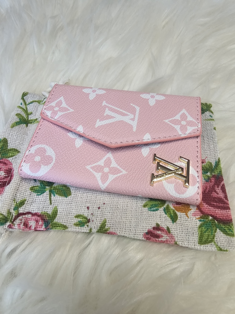 Pink Monogram Compact Cardholder - Picture 3 of 6
